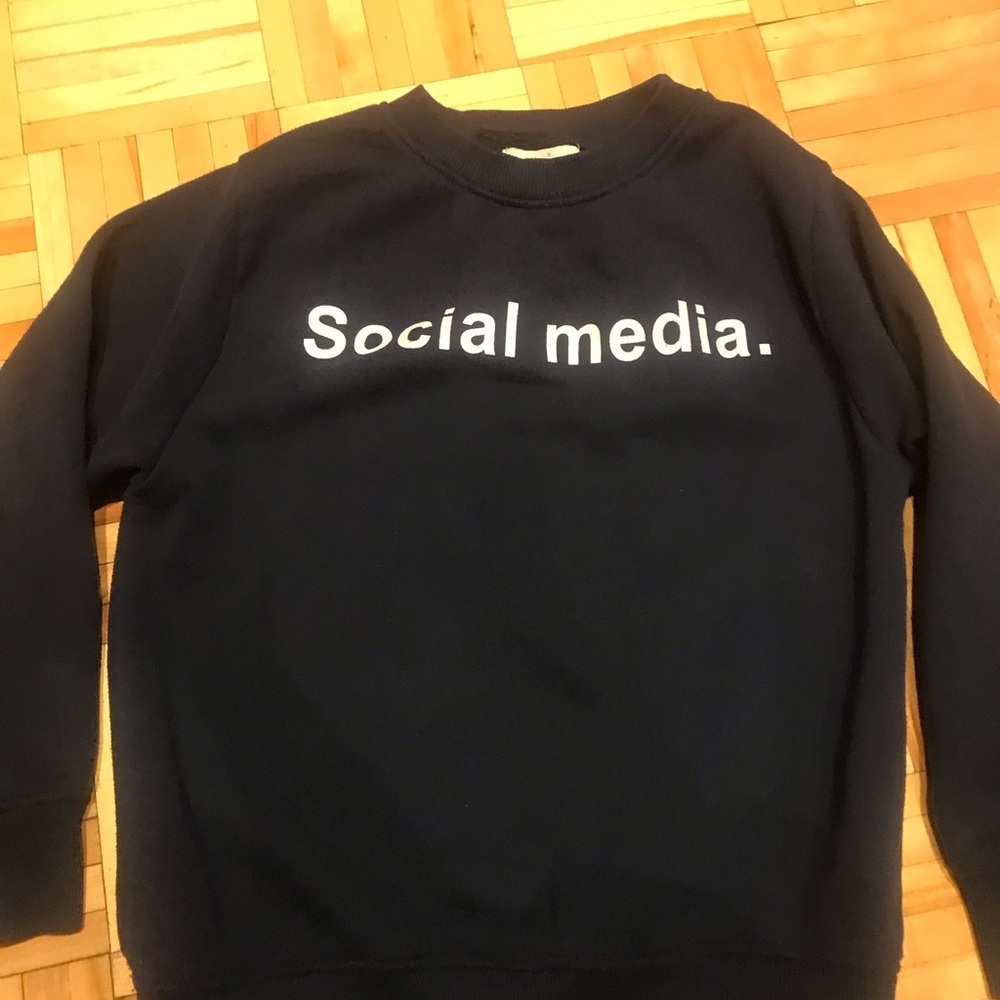 Zara Black Crewneck with Social Media Print